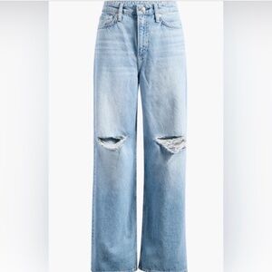 rag & bone Logan Distressed Mid Rise Wide Leg Jeans NWT